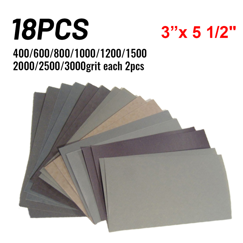 Woodworking Tool - 18pc Sandpaper 400-3000grit Sand Paper Water/Dry