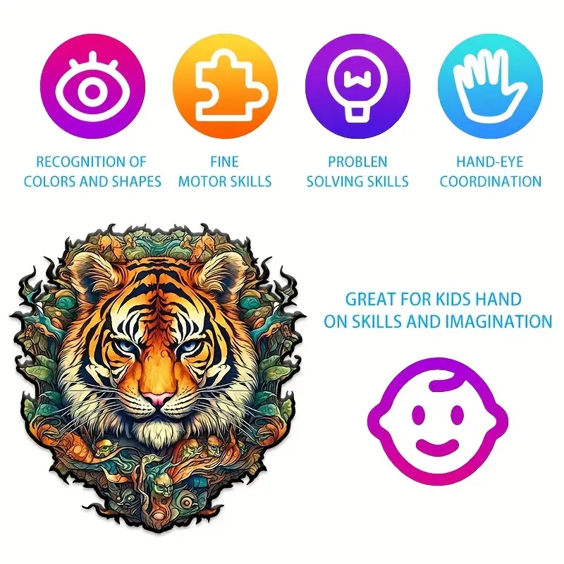 Tiger Wooden Jigsaw Puzzle, Un - Woodworking Jigsaw recensione e prezzo