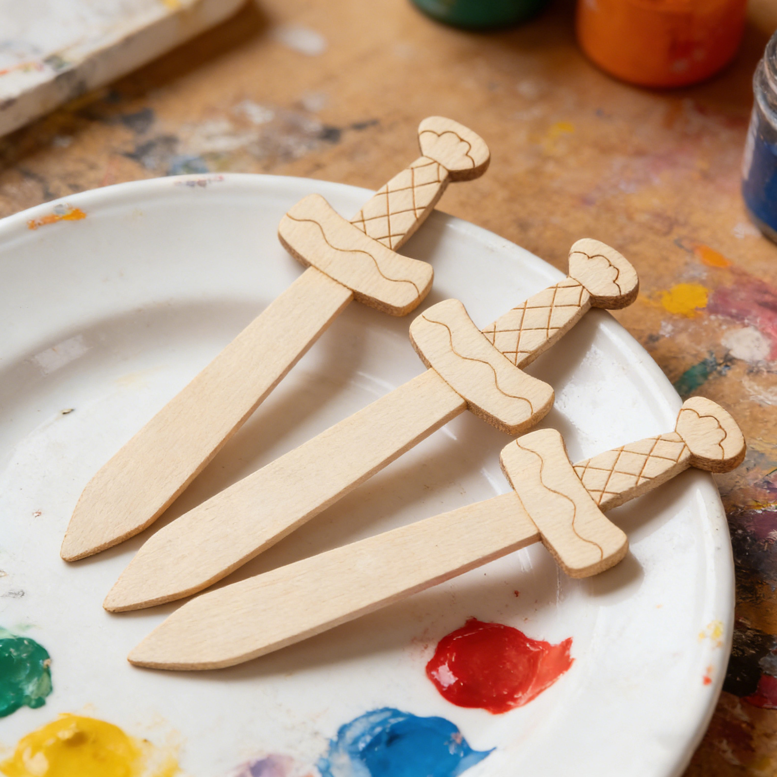 20Pcs Unfinished Wooden Swords - Woodworking Crafts recensione e prezzo