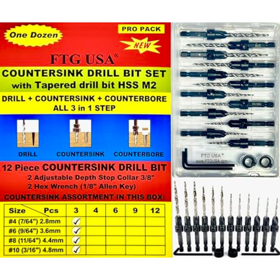 Countersink Drill Bit Set # 7/ - Woodworking Drill recensione e prezzo