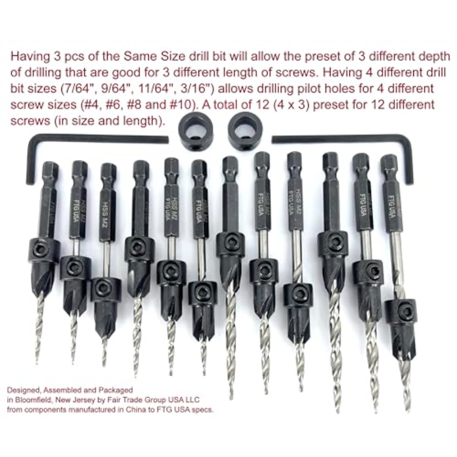 Countersink Drill Bit Set # 7/ - Woodworking Drill recensione e prezzo
