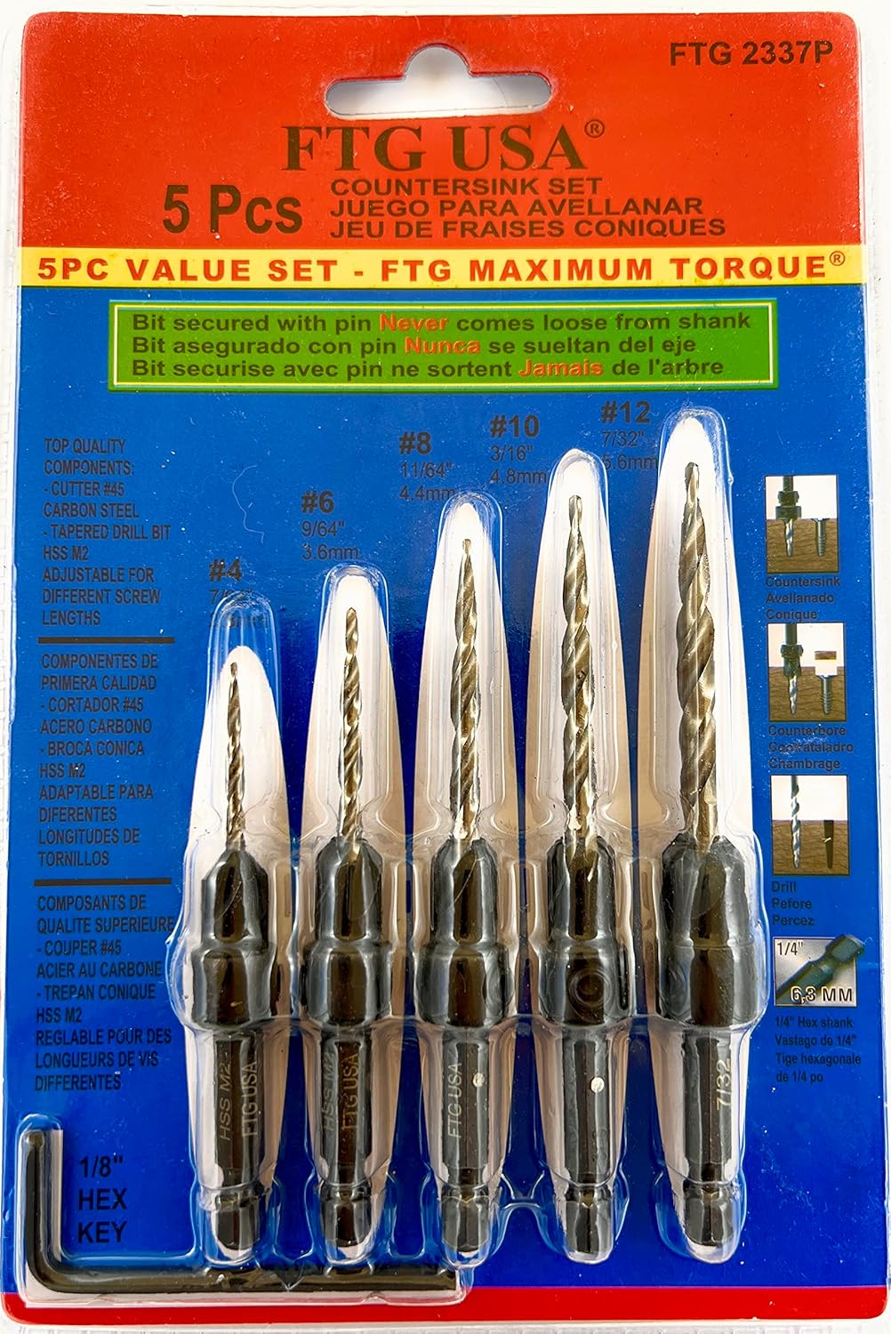 Countersink Drill Bit Set 5 Pc - Woodworking Drill recensione e prezzo